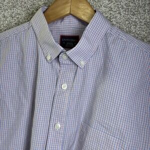 UNTUCKit Shirt Mens Medium Blue Check Long Sleeve Button Down Cotton Casual